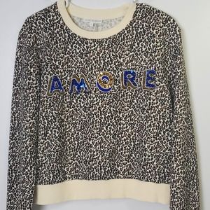 Free the Roses Leopard Print Sweatshirt 'Amore'